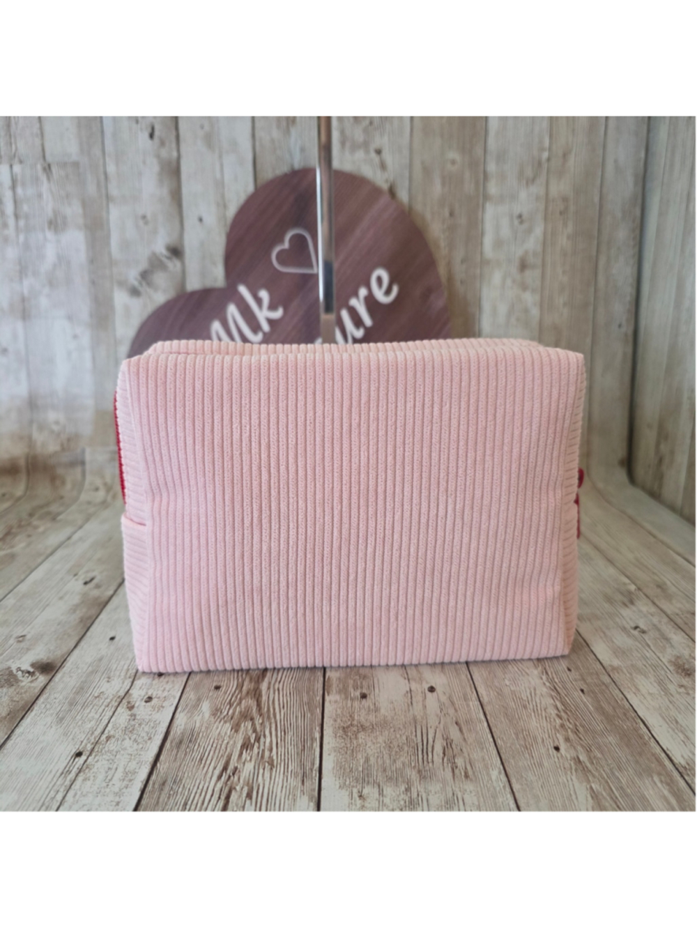 Unbranded Pink & Red Corduroy Cosmetic Bag NWOT